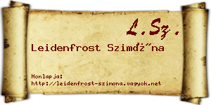 Leidenfrost Szimóna névjegykártya